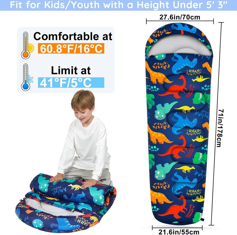 FIOBEE Kids Sleeping Bag for Girls Boys 3 Season Warm & Cool Weather Youth Camping Sleeping Bags with Backpacking Bag Waterproof for Traveling Hiking Indoor Outdoor Camping Essentials - Image 2